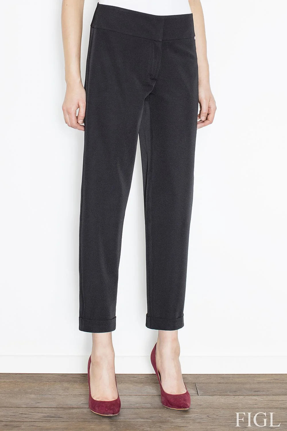 Pantalon droit en tissu moderne motif géométrique bleu blanc élégant confort pour femme active