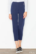 Pantalon femme bleu marine en polyester style classique taille haute confortable pour toutes occasions