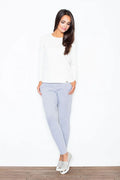 Pantalon Femme Confortable en Coton Style Décontracté Chic Gris Clair pour Look Quotidien