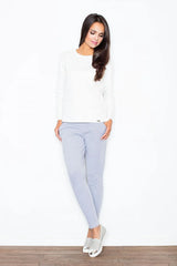 Pantalon Femme Confortable en Coton Style Décontracté Chic Gris Clair pour Look Quotidien