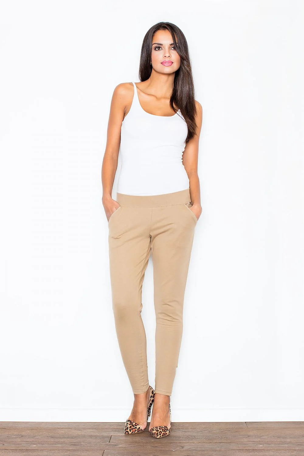 Pantalon Femme Confortable en Coton Style Décontracté Chic Gris Clair pour Look Quotidien