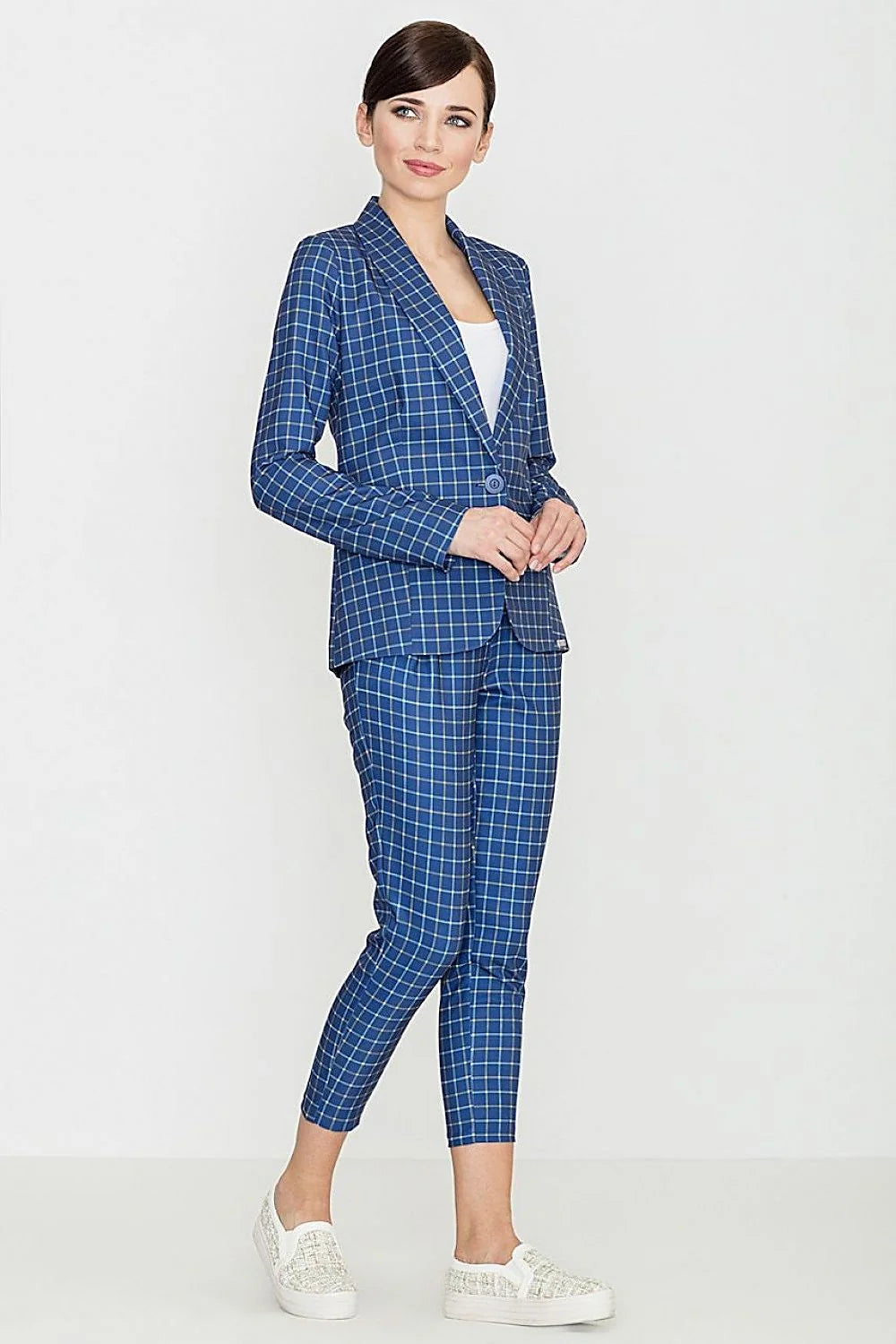 Pantalon femme coton chic décontracté carreaux confort ajusté moderne bureau sortie quotidienne look casual