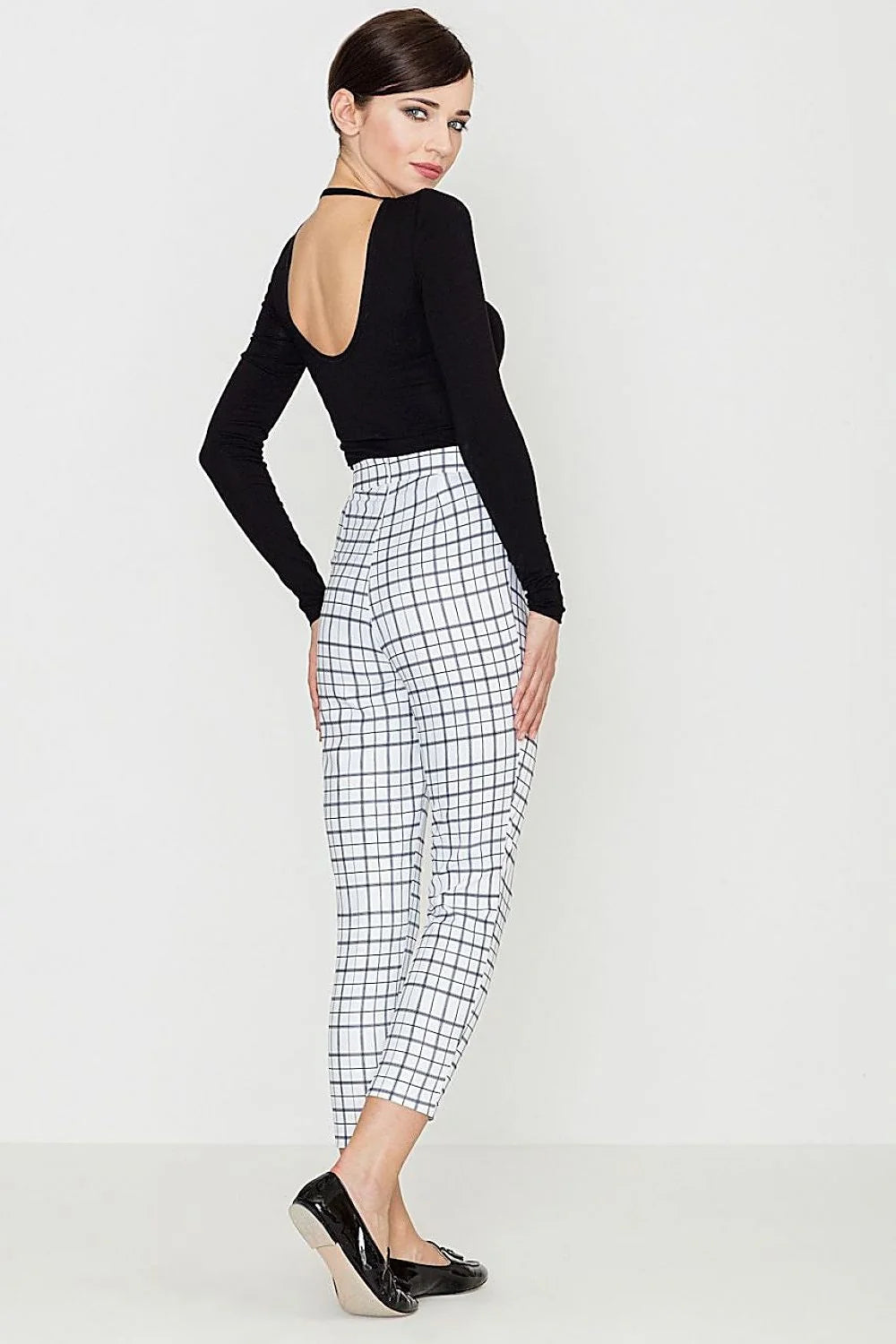 Pantalon femme coton chic décontracté carreaux confort ajusté moderne bureau sortie quotidienne look casual