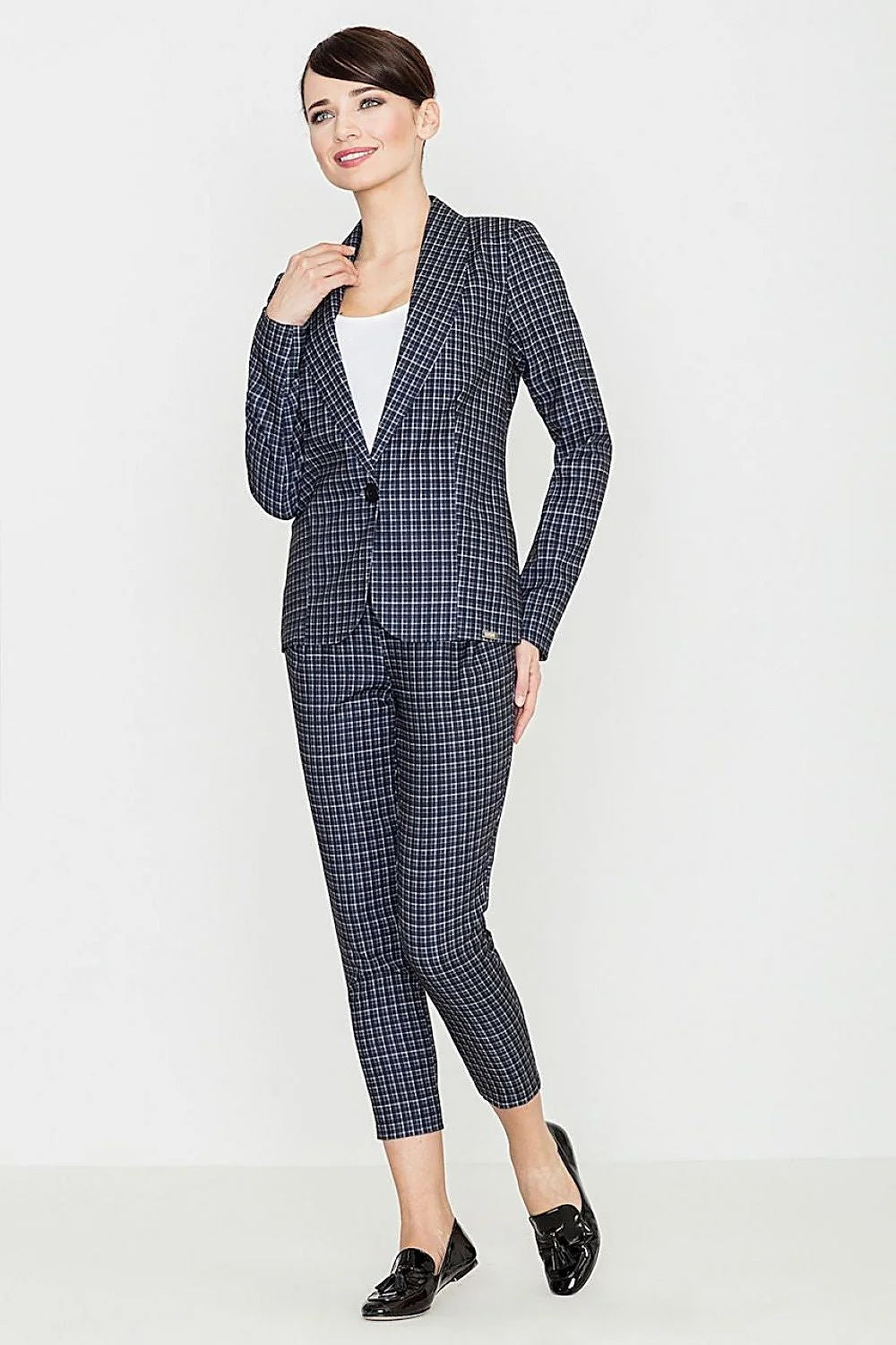 Pantalon femme coton chic décontracté carreaux confort ajusté moderne bureau sortie quotidienne look casual