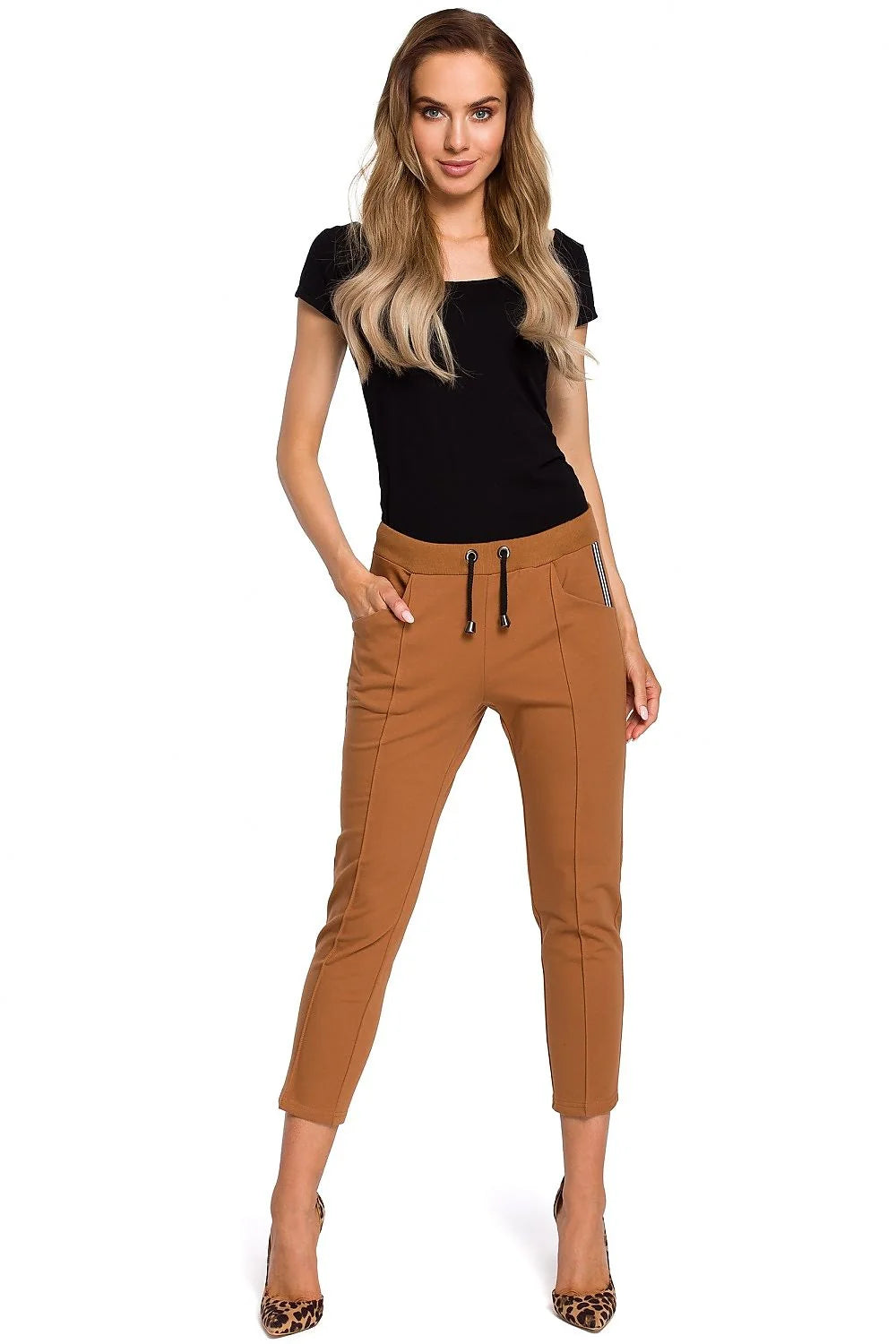 Pantalon femme coton élasthanne décontracté noir élégant confort quotidien mode féminine jogging chic