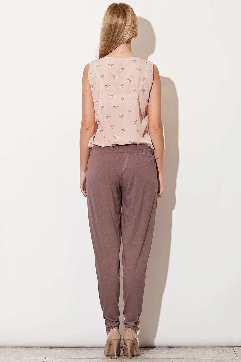 Pantalon femme Figl en jersey gris foncé chic et décontracté pour une élégance quotidienne