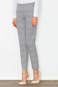 Pantalon femme taille haute élégant en tissu léger motifs géométriques pour look chic quotidien