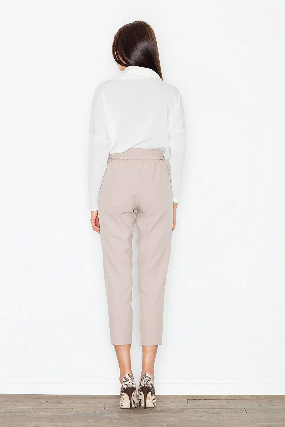 Pantalon femme taille haute en polyester vert canard décontracté élégant avec ceinture nouer moderne