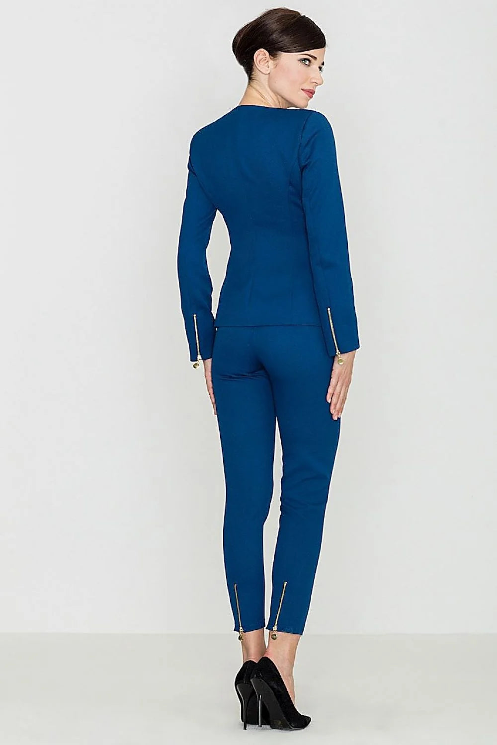 Pantalon long en tissu gaufré style moderne élégant fermetures éclair occasions décontractées femmes modernes