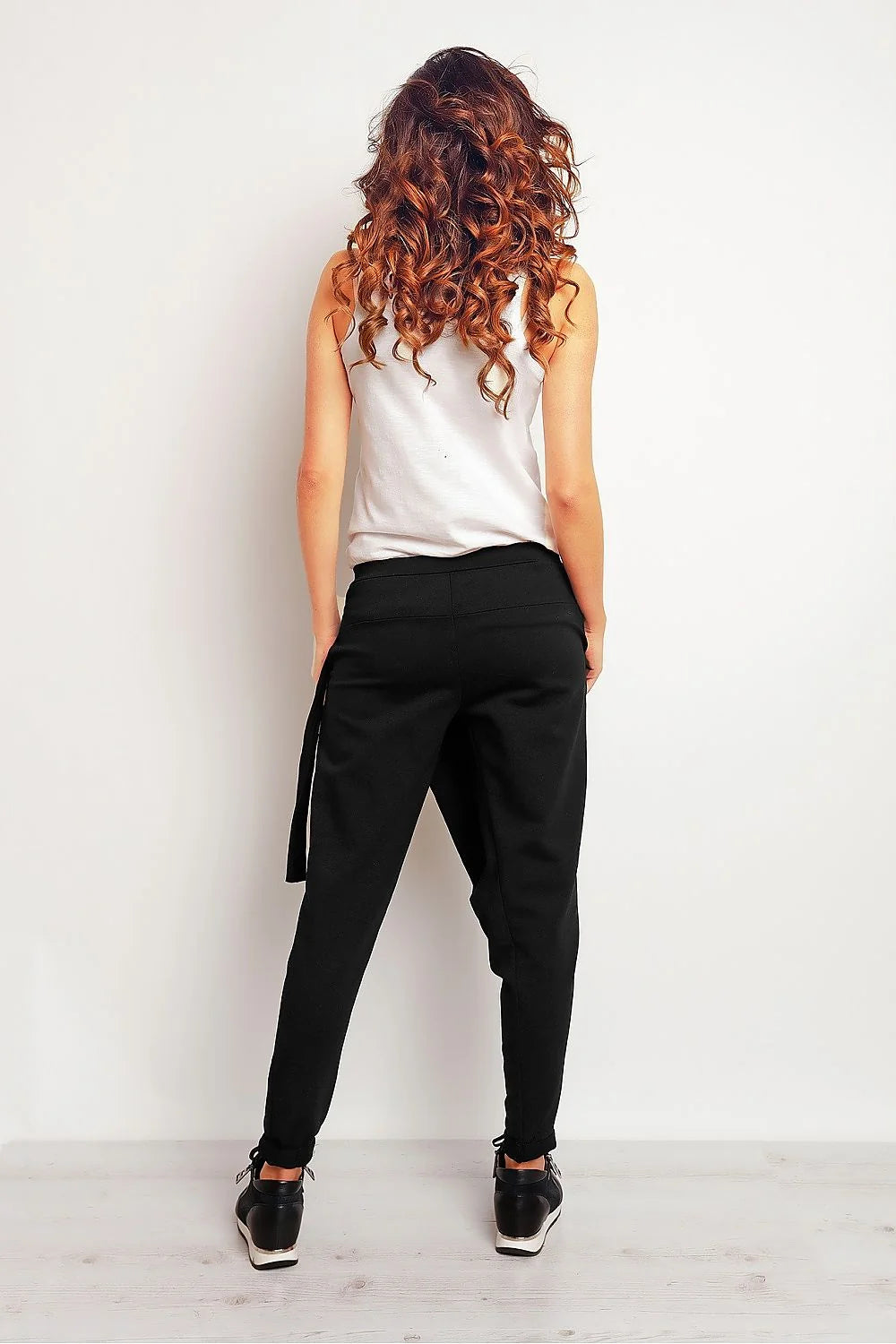 Pantalon survêtement coton décontracté ample moderne poches taille nouée look tendance femme mode casual