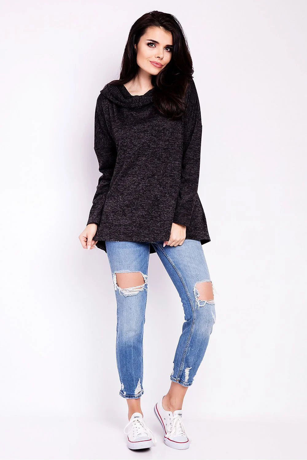 Pull Ample Coton Décontracté Gris Confortable Mode Urbaine Look Casual Pour Sorties Urbaines