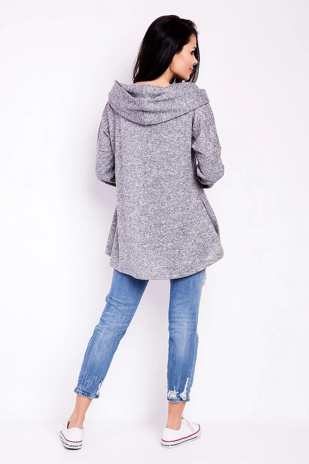 Pull Ample Coton Décontracté Gris Confortable Mode Urbaine Look Casual Pour Sorties Urbaines
