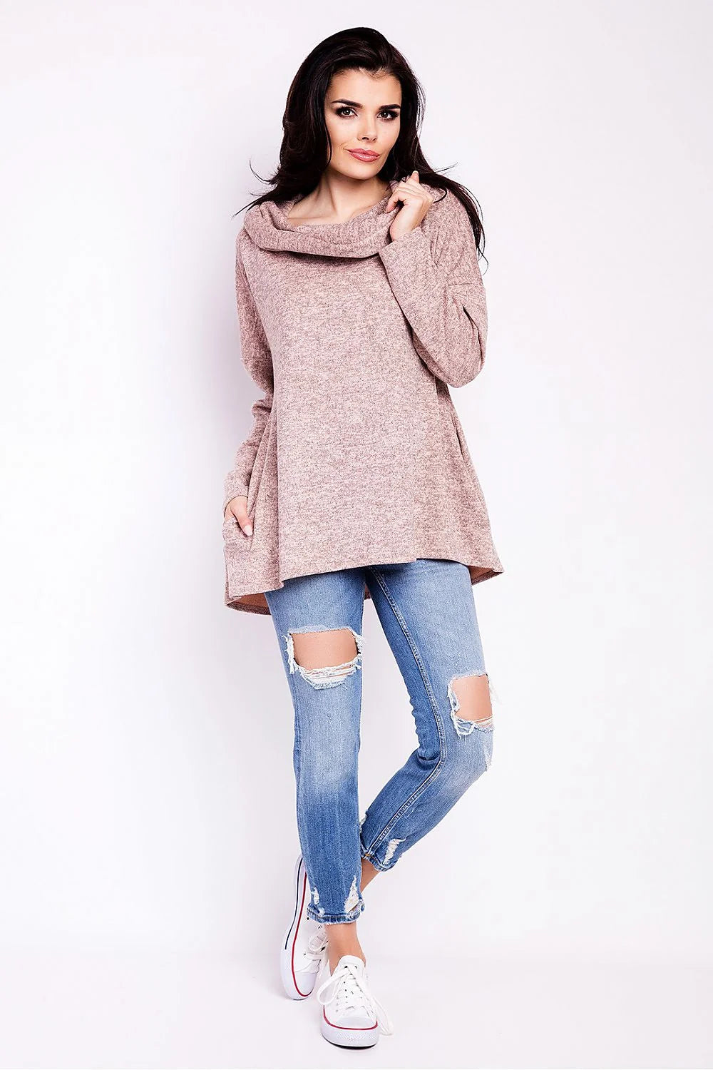 Pull Ample Coton Décontracté Gris Confortable Mode Urbaine Look Casual Pour Sorties Urbaines