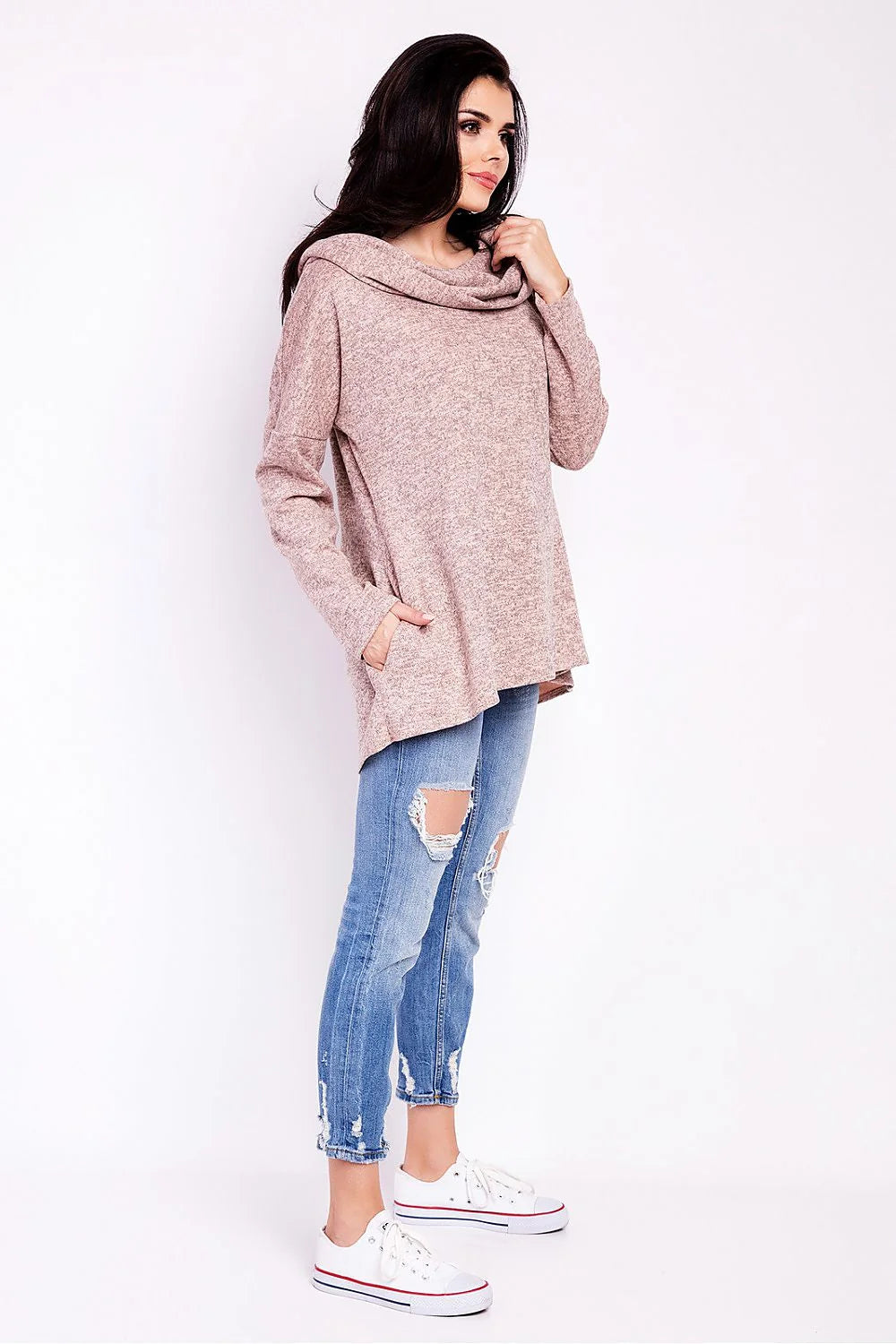 Pull Ample Coton Décontracté Gris Confortable Mode Urbaine Look Casual Pour Sorties Urbaines