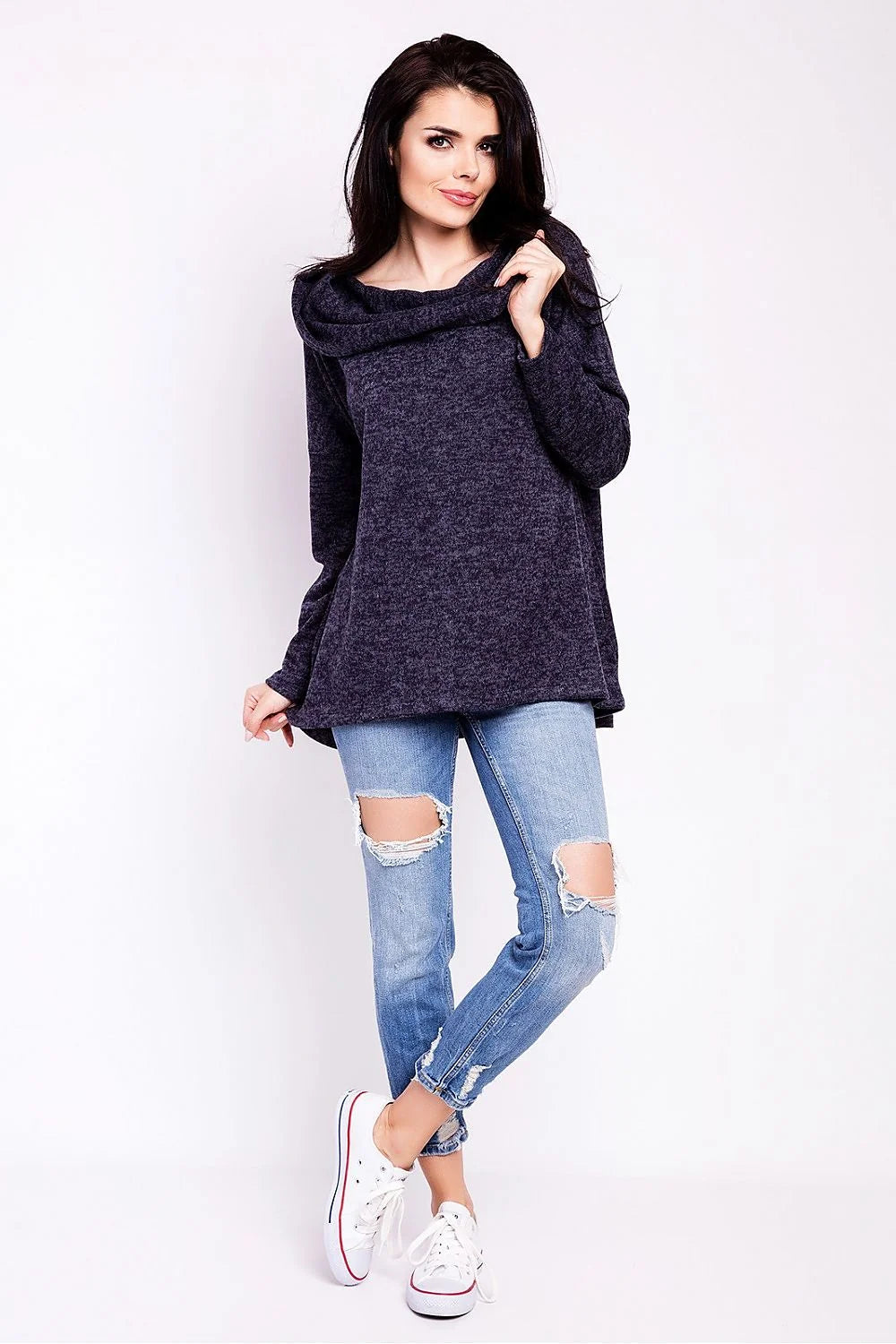 Pull Ample Coton Décontracté Gris Confortable Mode Urbaine Look Casual Pour Sorties Urbaines