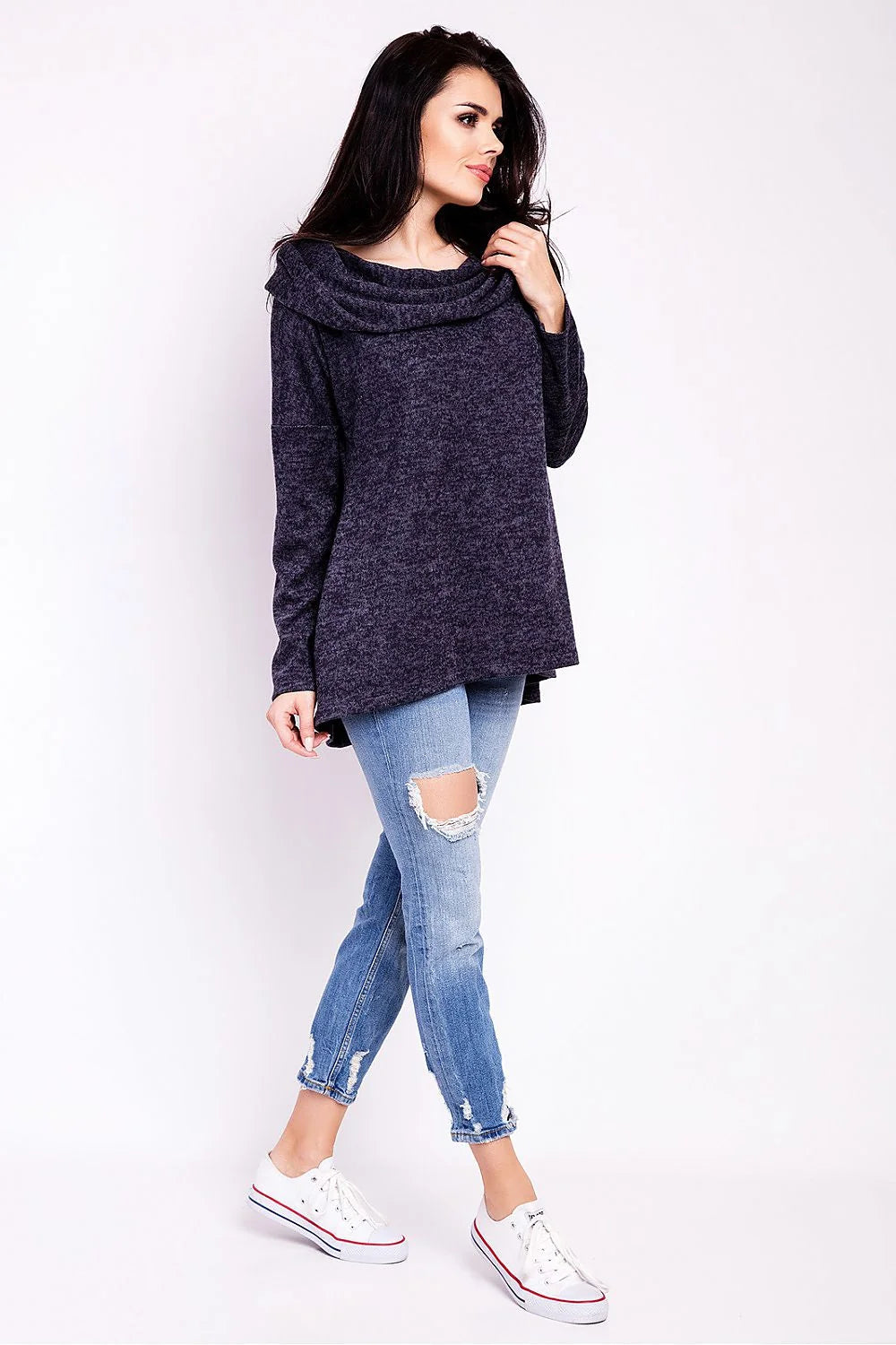 Pull Ample Coton Décontracté Gris Confortable Mode Urbaine Look Casual Pour Sorties Urbaines