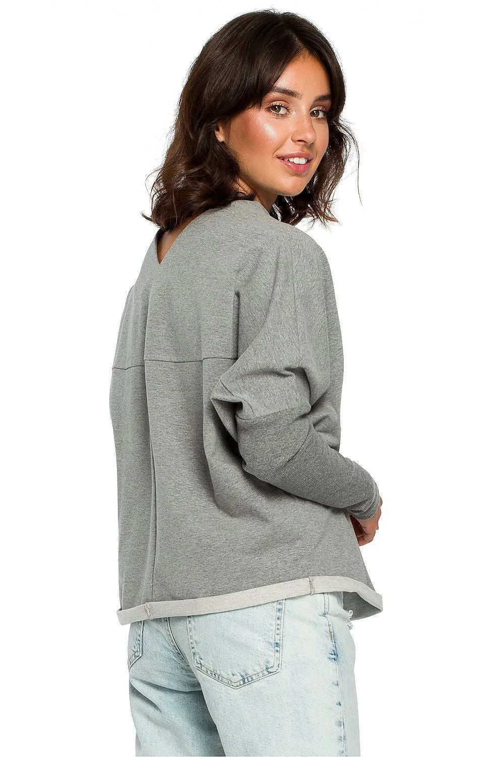 Pull ample femme bleu marine coton élasthanne décontracté confortable tendance manches longues mode féminine