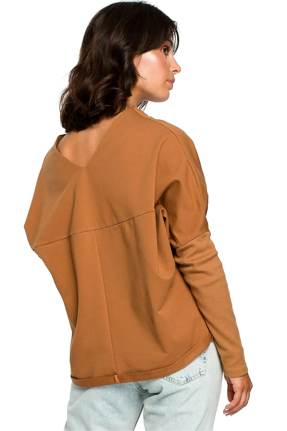 Pull ample femme bleu marine coton élasthanne décontracté confortable tendance manches longues mode féminine