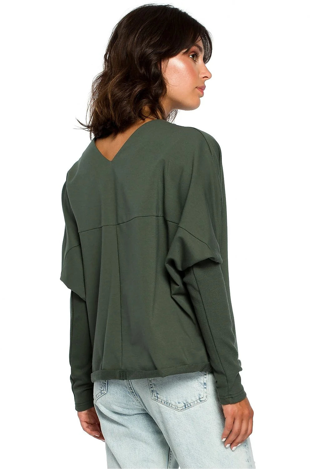 Pull ample femme bleu marine coton élasthanne décontracté confortable tendance manches longues mode féminine
