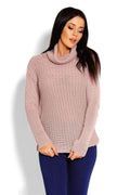Pull col roulé tricot maille épaisse rose pâle élégant confort casual chic pour femme moderne