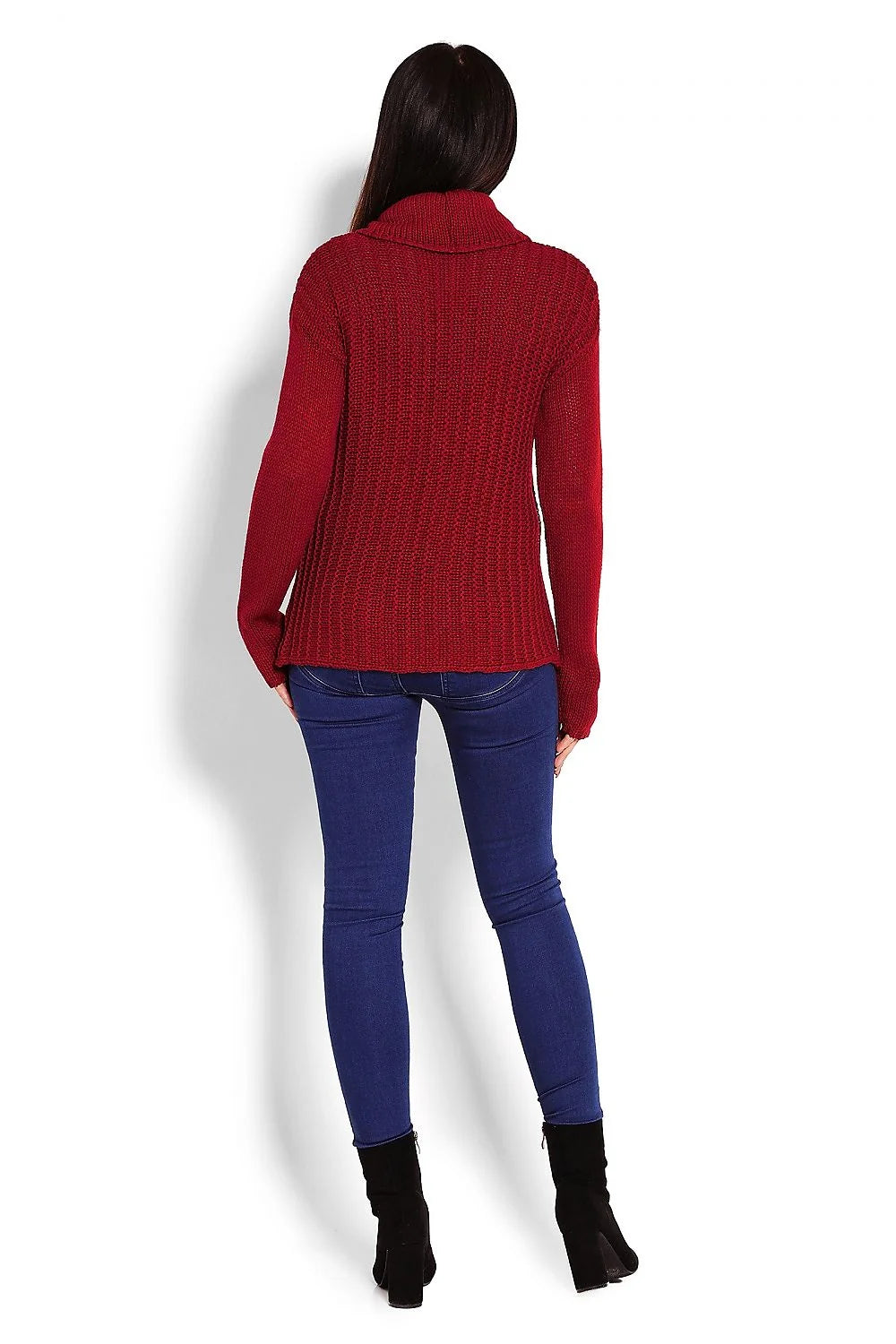 Pull col roulé tricot maille épaisse rose pâle élégant confort casual chic pour femme moderne