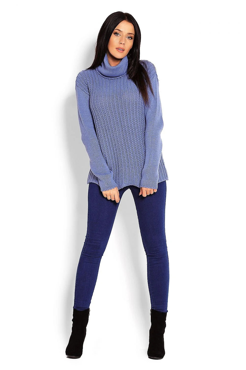 Pull col roulé tricot maille épaisse rose pâle élégant confort casual chic pour femme moderne