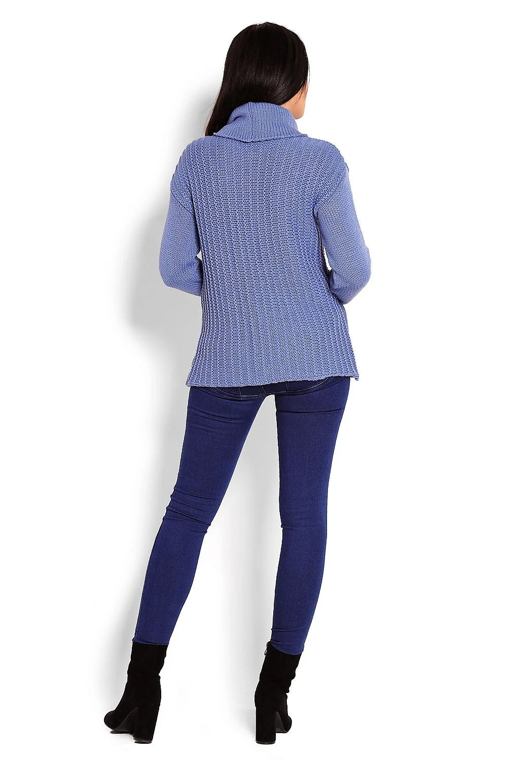 Pull col roulé tricot maille épaisse rose pâle élégant confort casual chic pour femme moderne