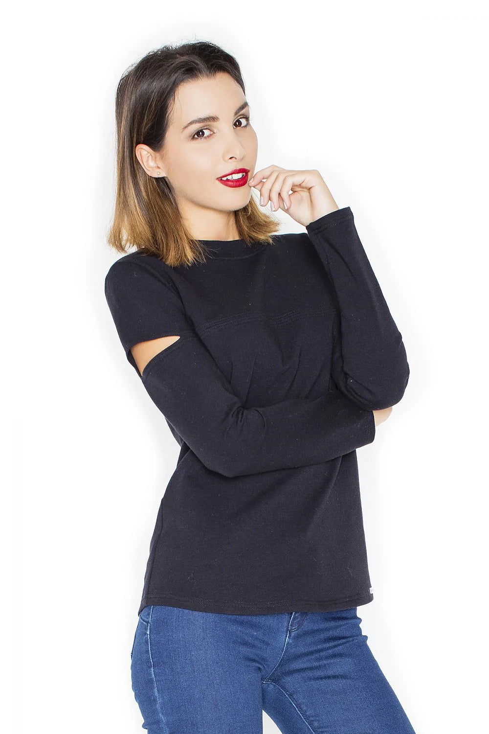 Pull coton décontracté moderne gris clair ouvertures manches longues confort idéal style quotidien femme