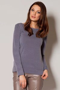 Pull femme coton décontracté confort gris manches longues mode automne hiver style moderne élégant