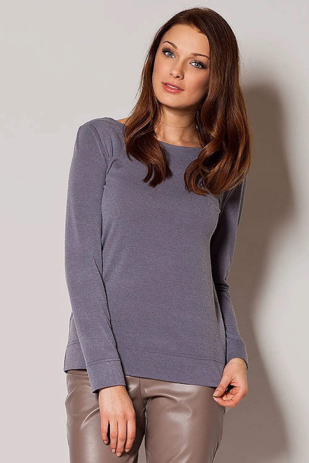 Pull femme coton décontracté confort gris manches longues mode automne hiver style moderne élégant