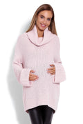 Pull grossesse rose pâle en maille épaisse tricotée, casual chic pour futures mamans confortables