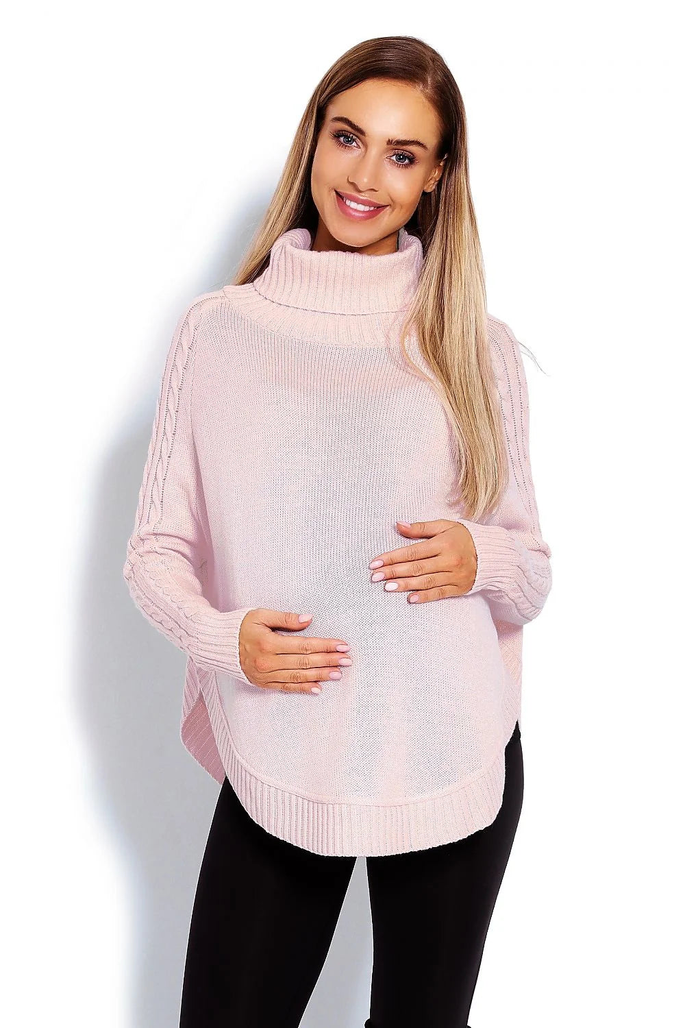 Pull-over en tricot beige confortable avec col roulé, style décontracté idéal pour l'hiver chic