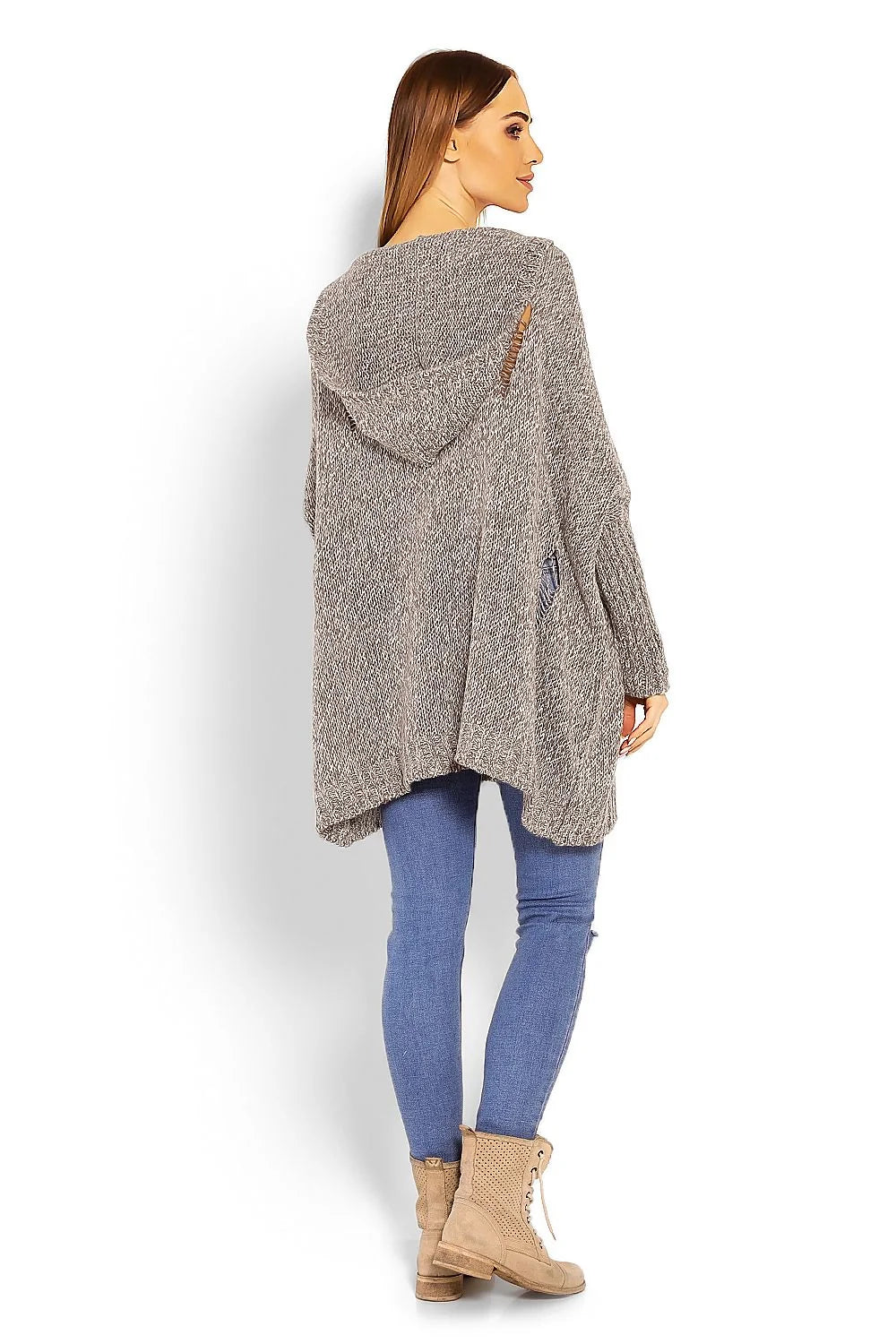 Pull-over tricot maille décontracté pêche clair moderne ample manches longues pour femmes mode casual chic