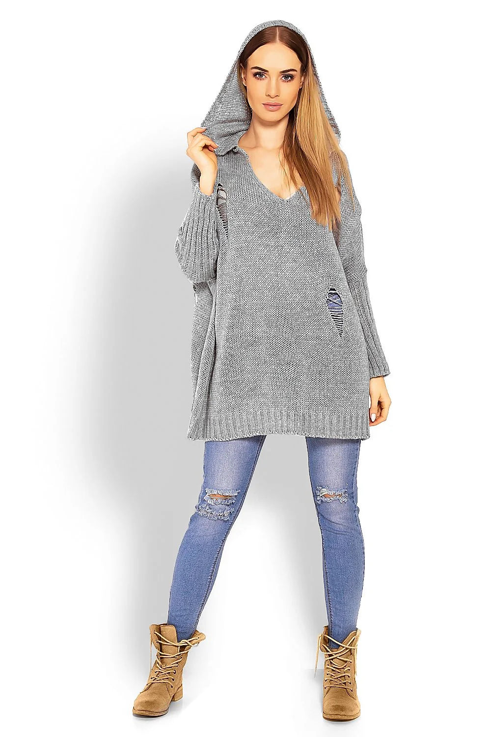 Pull-over tricot maille décontracté pêche clair moderne ample manches longues pour femmes mode casual chic