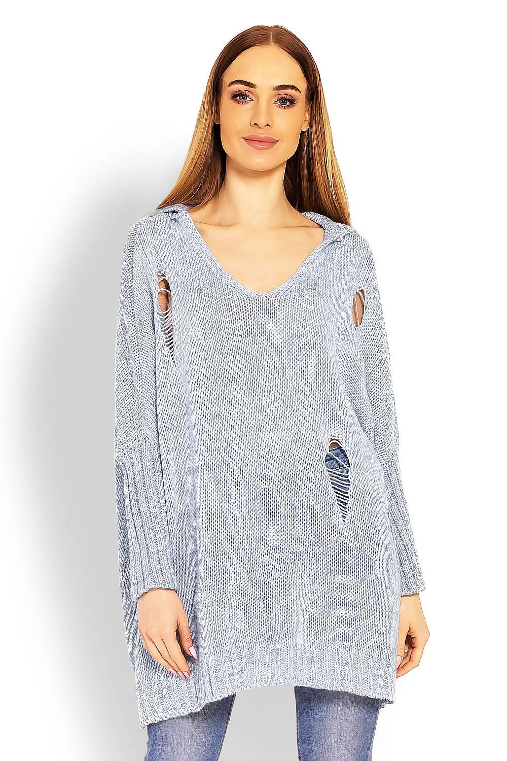 Pull-over tricot maille décontracté pêche clair moderne ample manches longues pour femmes mode casual chic