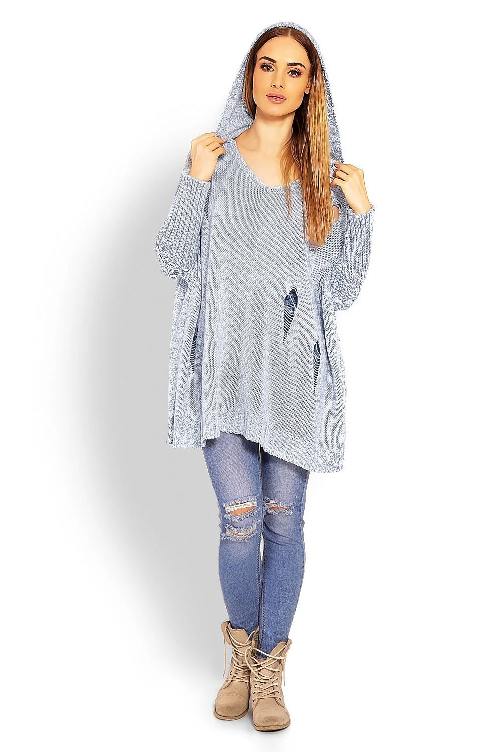Pull-over tricot maille décontracté pêche clair moderne ample manches longues pour femmes mode casual chic