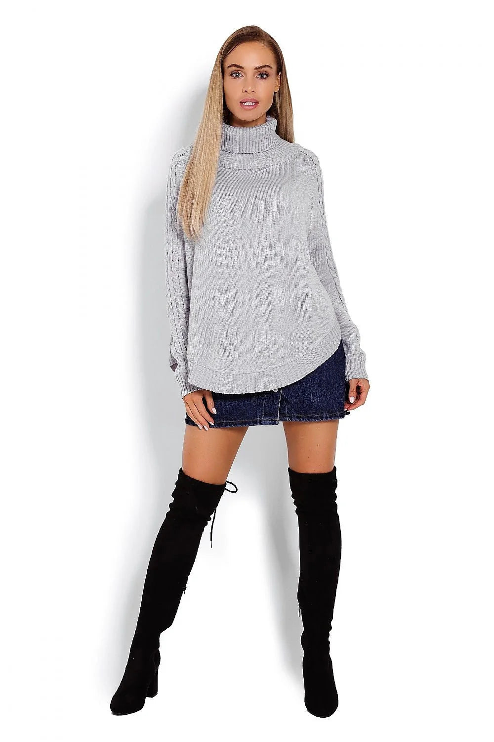 Pull tricoté col roulé ample beige rosé style décontracté confortable mode chic pour femmes