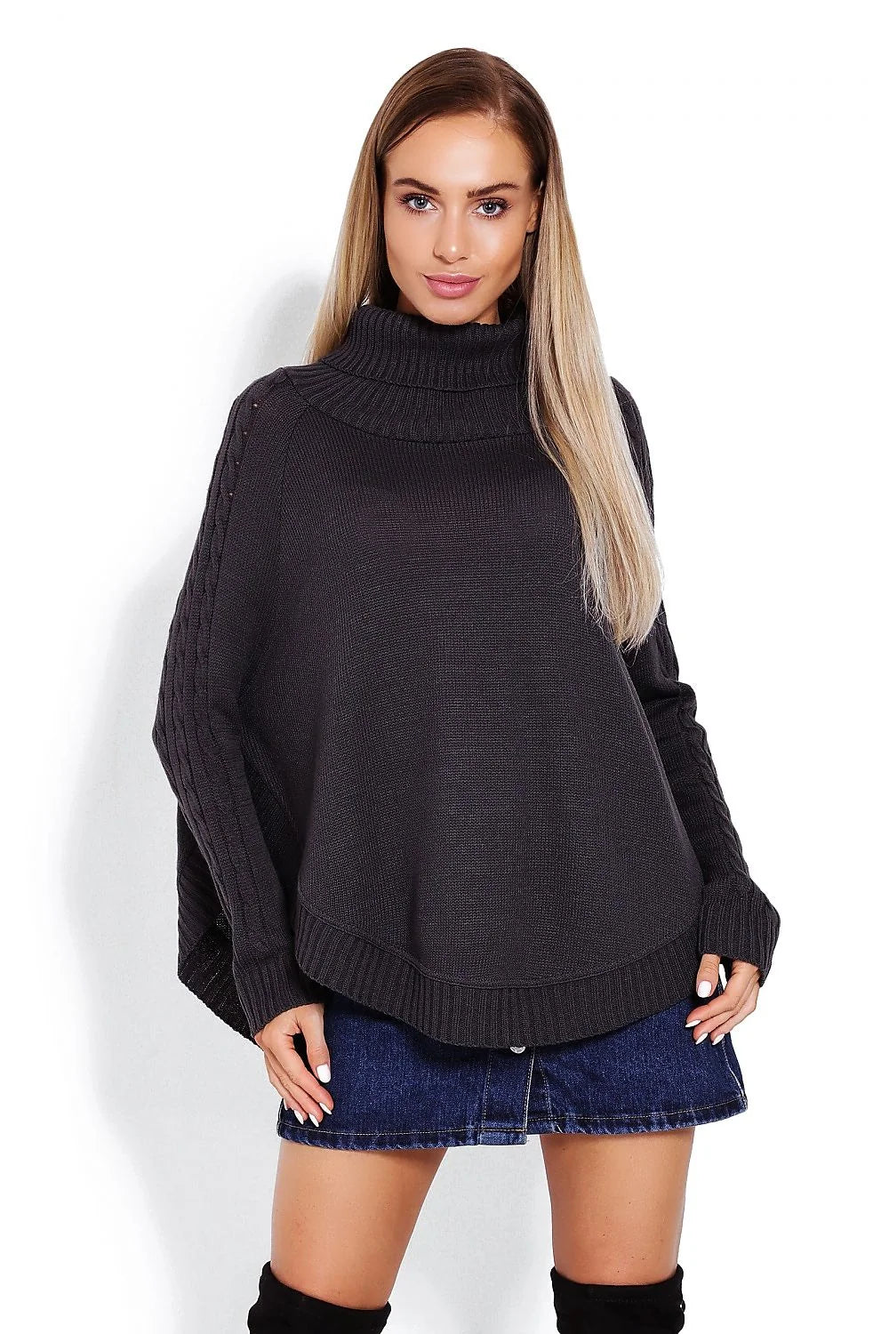 Pull tricoté col roulé ample beige rosé style décontracté confortable mode chic pour femmes