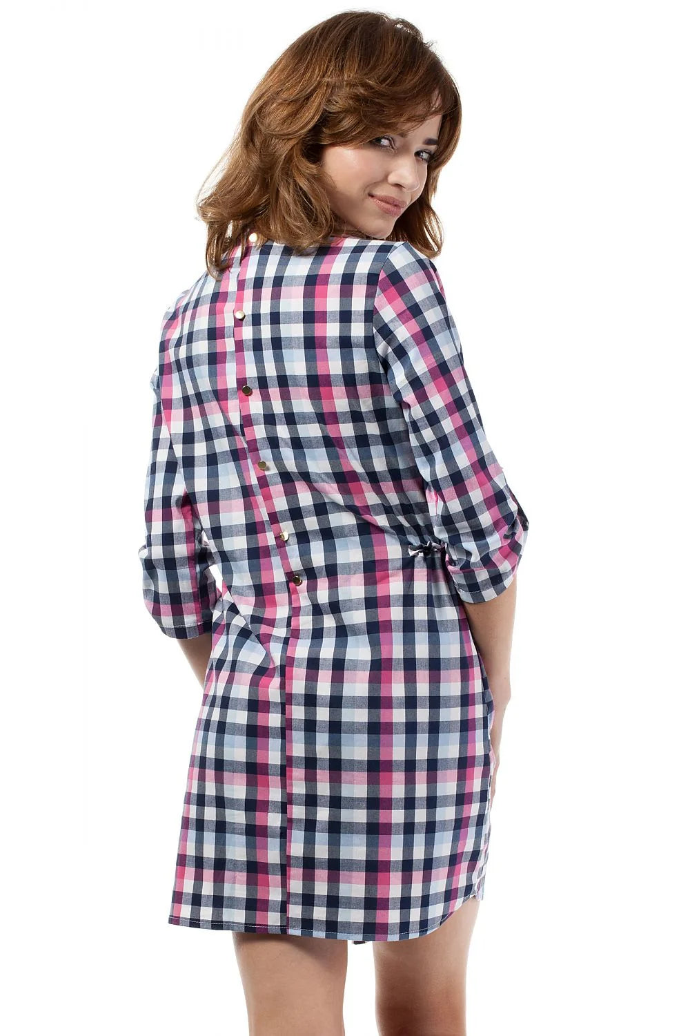 Robe à carreaux en coton style décontracté élégante et confortable avec poches pour femmes modernes