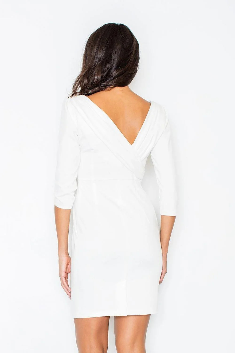 Robe ajustée en tissu élégant noir manches trois-quarts style classique pour toutes occasions