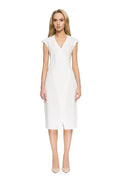 Robe blanche polyester Stylove élégante chic sans manches boutons midi pour femmes occasions spéciales
