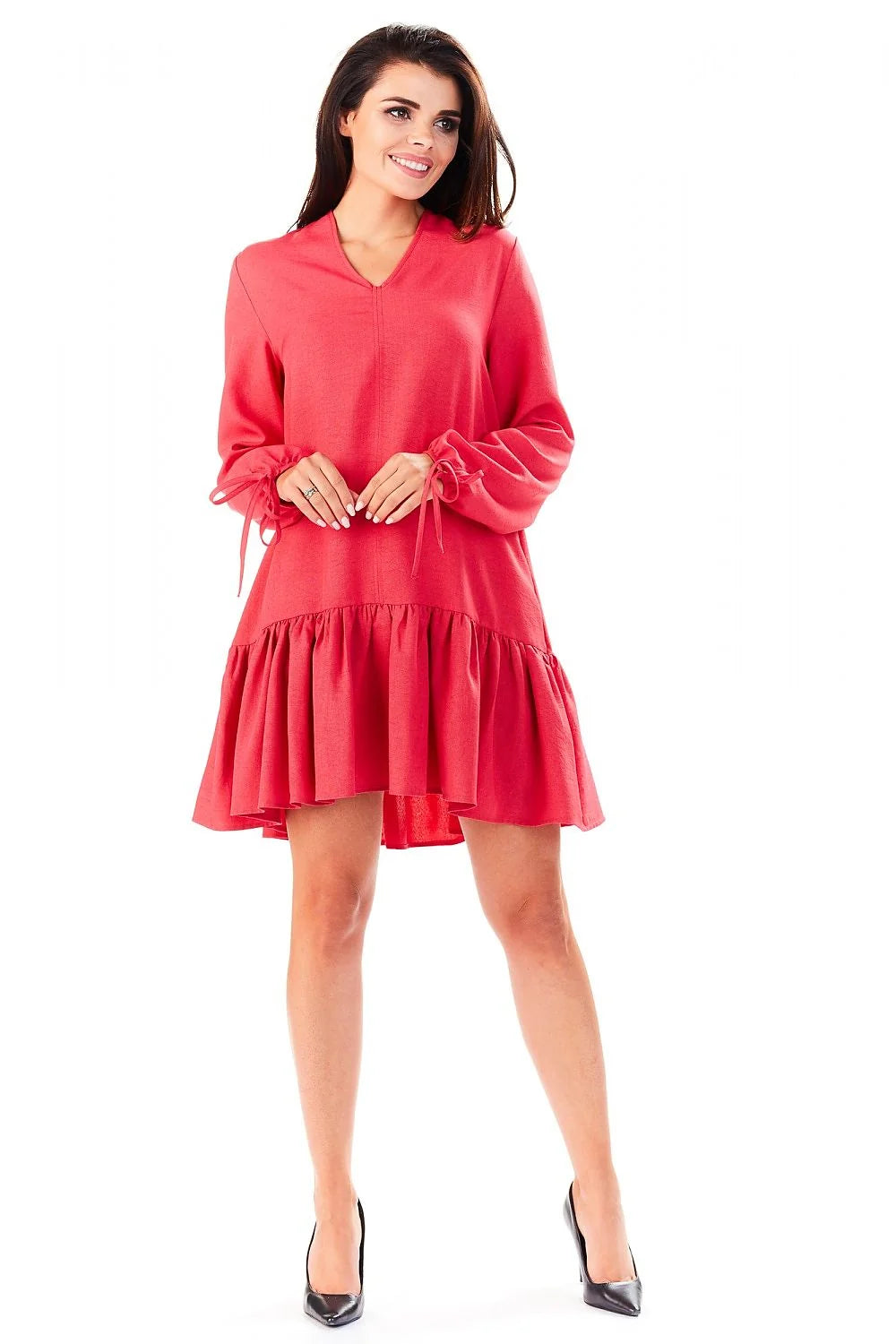 Robe bleu marine coton chic décontracté ample manches longues élégante confortable pour toutes occasions quotidiennes