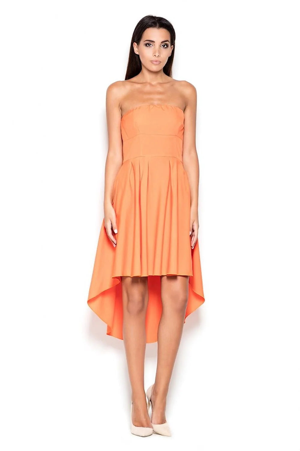 Robe bustier polyester élégante asymétrique orange vif chic pour occasions spéciales et soirées cocktail