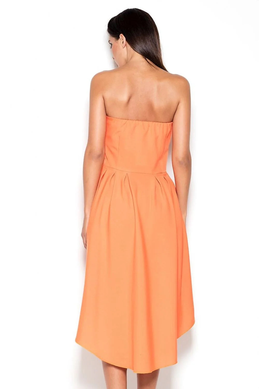 Robe bustier polyester élégante asymétrique orange vif chic pour occasions spéciales et soirées cocktail