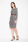 Robe chic tricotée moderne grise avec transparence élégante Venaton pour occasions spéciales et professionnelles