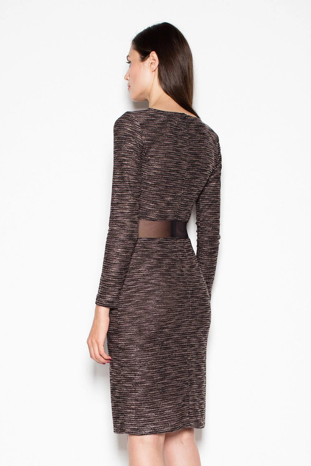 Robe chic tricotée moderne grise avec transparence élégante Venaton pour occasions spéciales et professionnelles