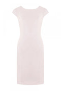 Robe Cocktail Coton Épurée Rose Pâle Élégante Ajustée pour Soirée Classique Féminine à Manches Courtes