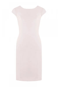 Robe Cocktail Coton Épurée Rose Pâle Élégante Ajustée pour Soirée Classique Féminine à Manches Courtes