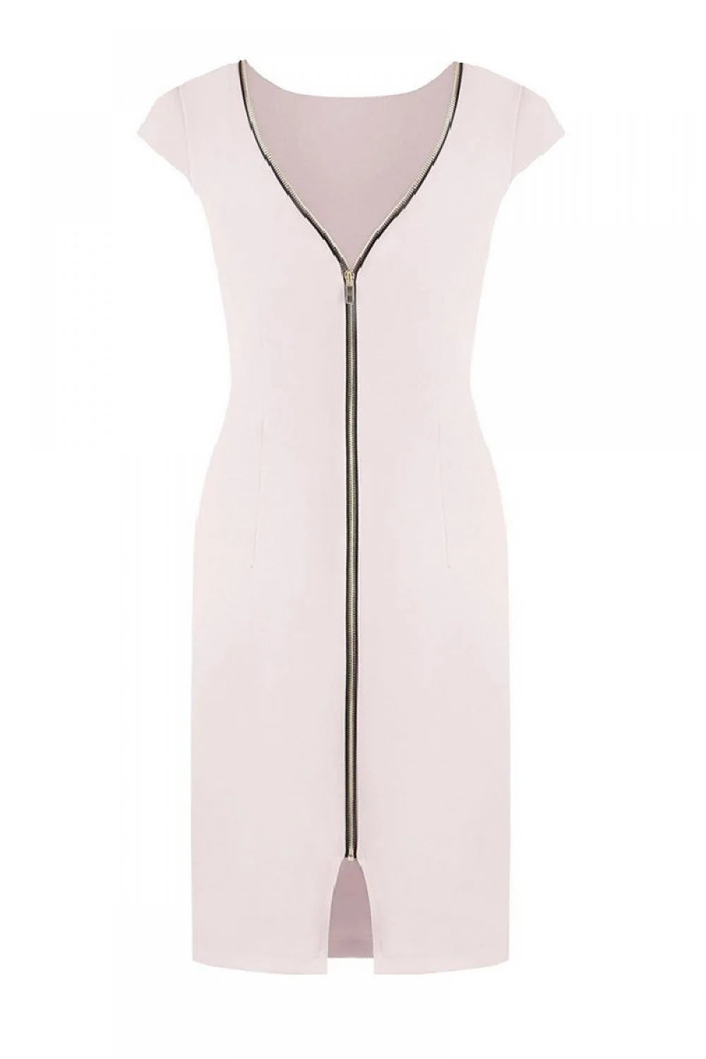 Robe Cocktail Coton Épurée Rose Pâle Élégante Ajustée pour Soirée Classique Féminine à Manches Courtes