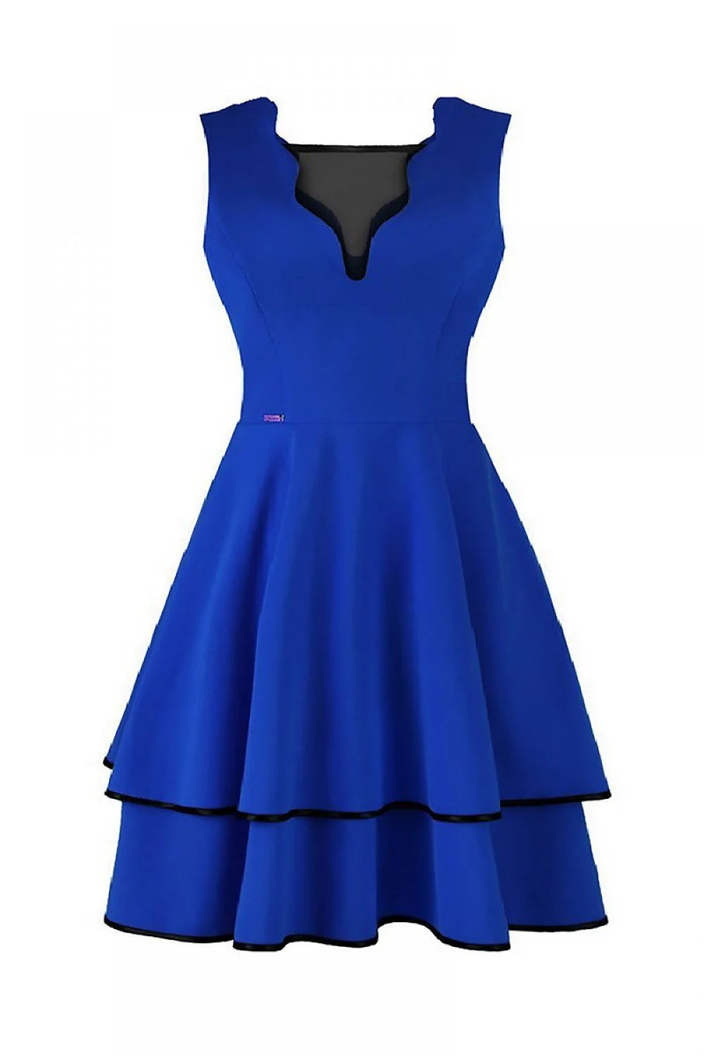 Robe cocktail synthétique chic élégante rose vif bordures noires ajustée soirée festive femmes glamour